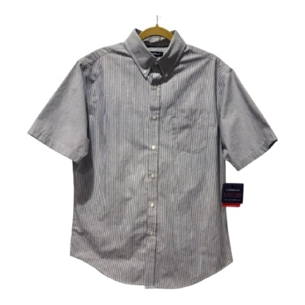 Croft & Barrow NWT Blue & White Pinstriped Short-Sleeve Shirt Size M